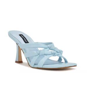 NWOT Nine West Yeander3 Heeled Slide Strappy Sandal Light Blue Size 8.5 M